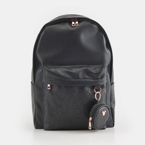 Disney Mickey Mouse Faux Leather Backpack Black Licensed NEW main image 4